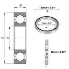 Deep Groove Ball Bearing 70x90x10mm for Scooter Skateboard (1 Pc)