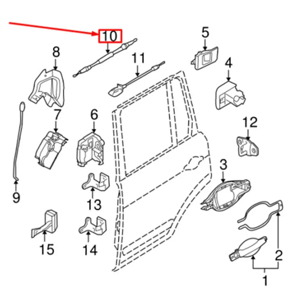 Rear External Door Release Control Cable for Land Rover Range Rover (2003-2012)