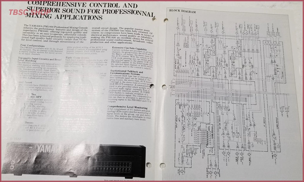 Yamaha PM1800 Mixing Console Sales Brochure
