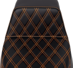 SADDLEMEN Step-Up Seat for FLH/FLT (2008–2023) - Front Lattice Stitch, Orange Stitch