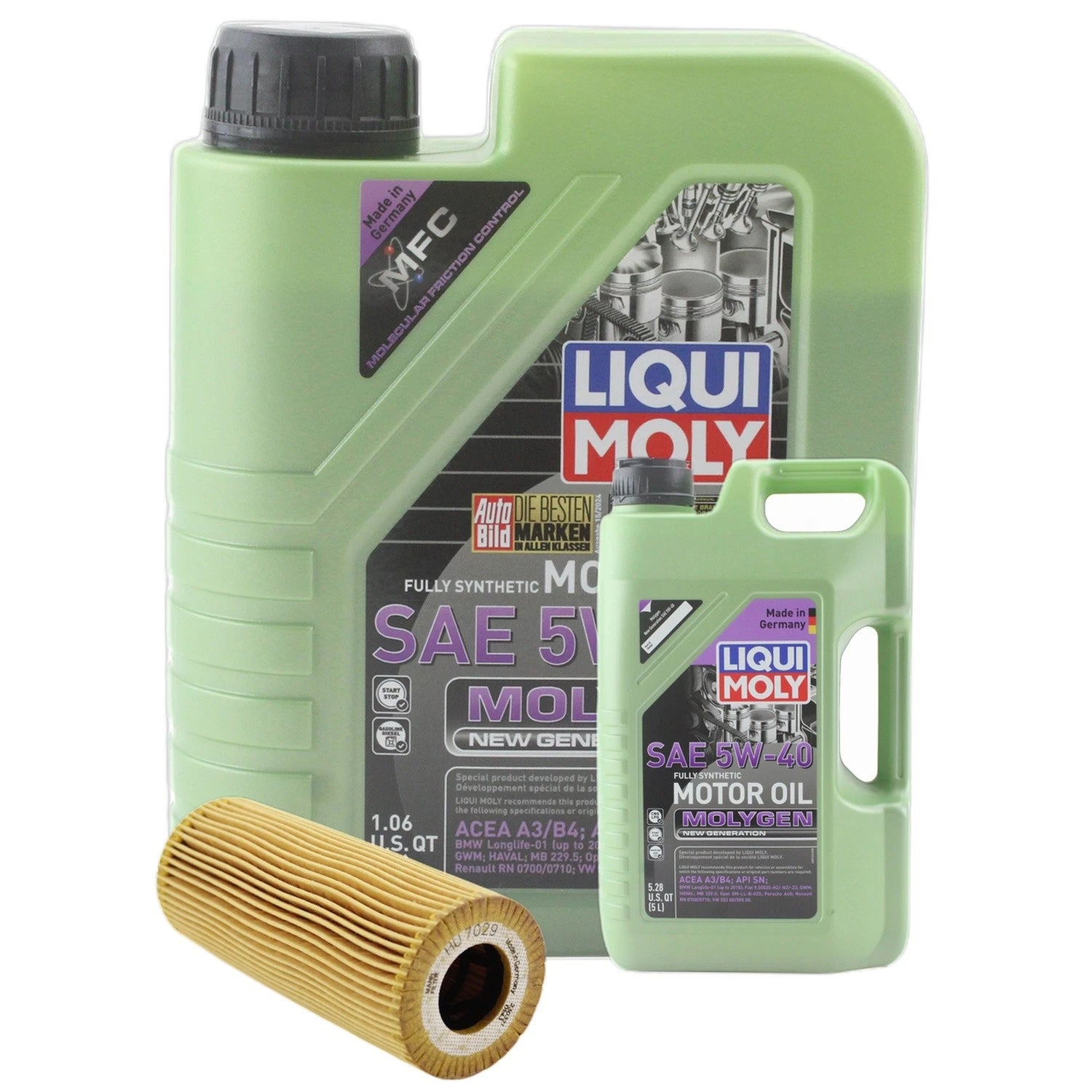 6L Liqui Moly Molygen 5W-40 Engine Oil Change Kit for Audi A4 (1996–2001)
