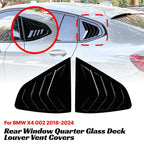 Gloss Black Rear Window Quarter Louvers Covers for BMW X4 (2018–2024)