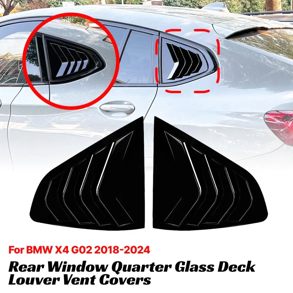 Gloss Black Rear Window Quarter Louvers Covers for BMW X4 (2018–2024)