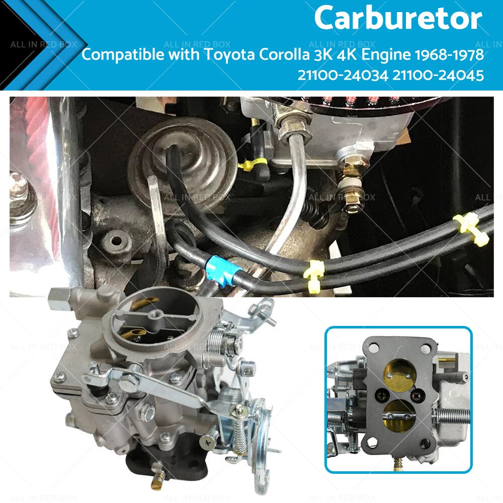 Carburetor for Toyota Corolla 3K 4K (1968–1978) 21100-24034, 21100-24035