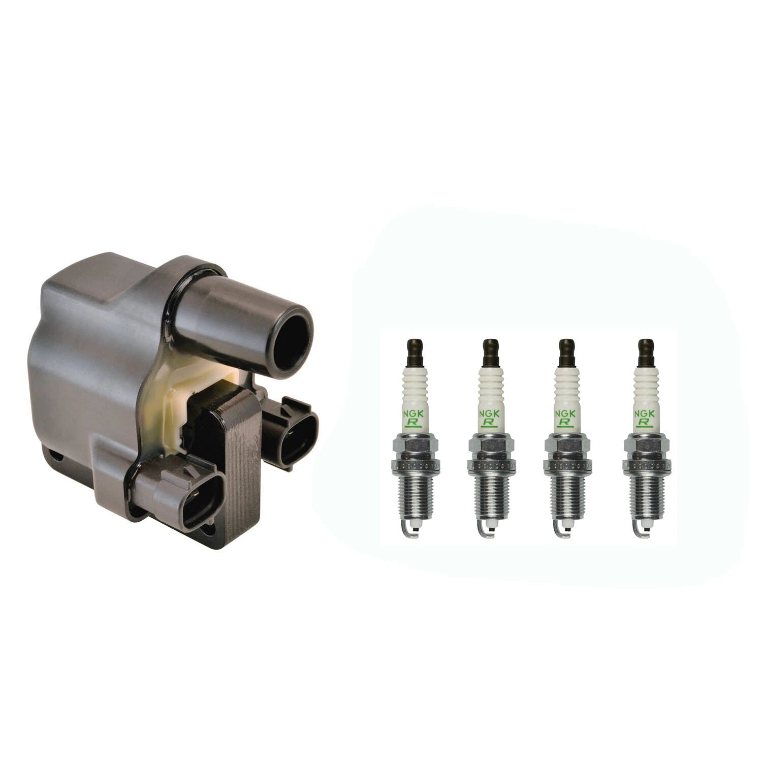 Set of 4 Hitachi Ignition Coils & NGK Spark Plugs for Mazda MPV (1989–1998)