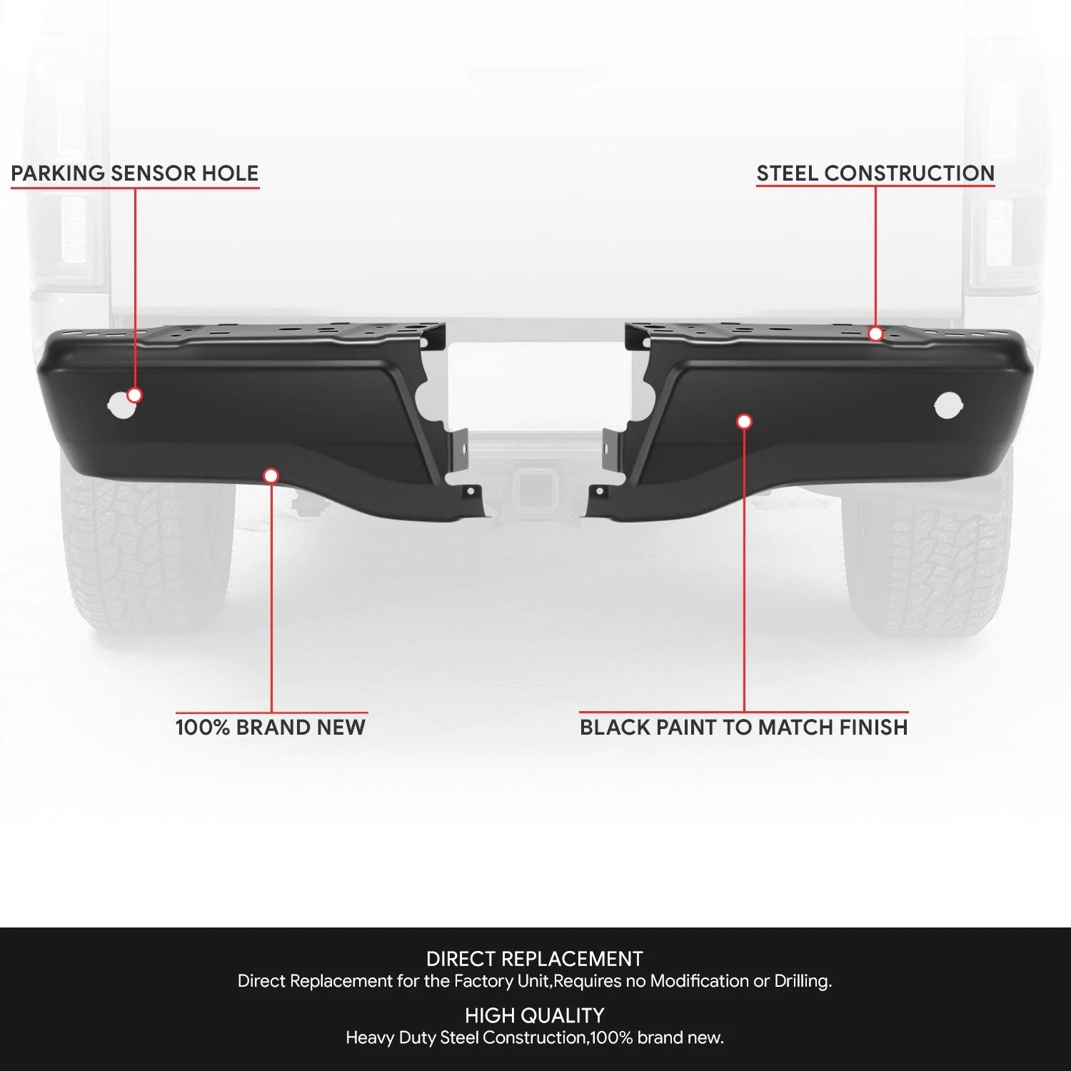 Pair of Black Rear Bumper End Caps for Ford Ranger (2019–2023)