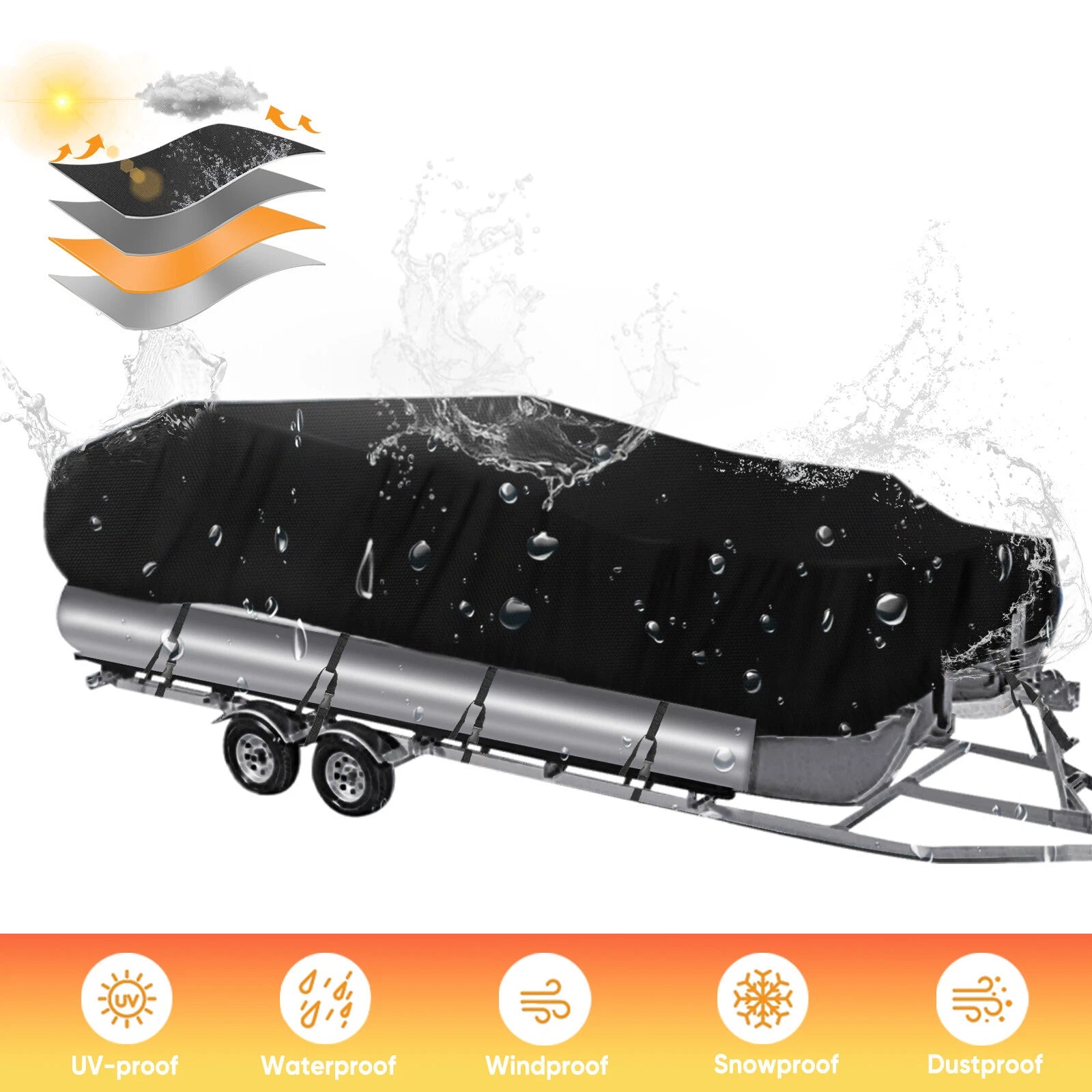 Heavy Duty Boat Cover for Pontoon (17-20 FT) Waterproof 210D