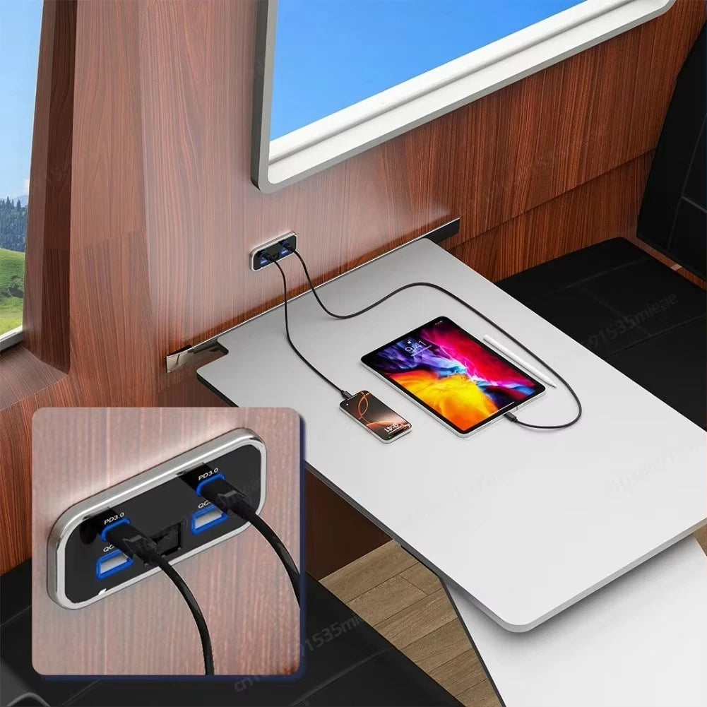 4-Port USB Charger Dual PD3.0 Quick Charge for RV Marine