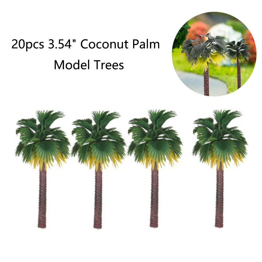 20pcs Miniature Coconut Palm Trees for Park Dioramas