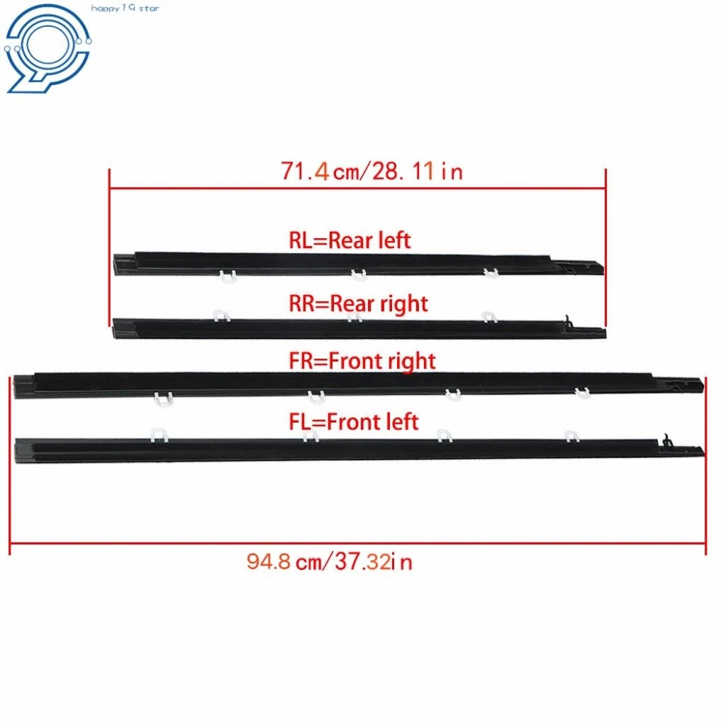 Set of 4 Window Weatherstrip Seal Chrome for Acura TSX (2009–2014)