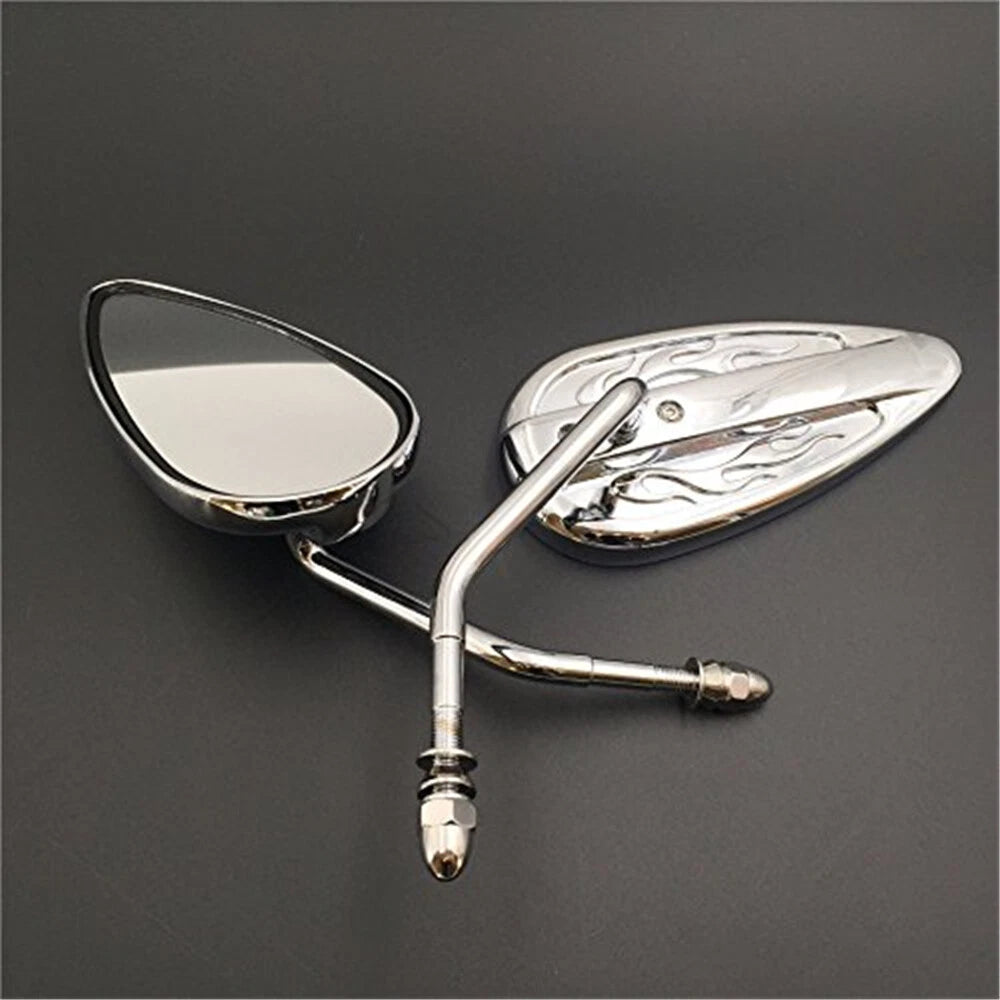 Chrome Flame Furious Mirror for Harley Sportster Dyna Touring Softail