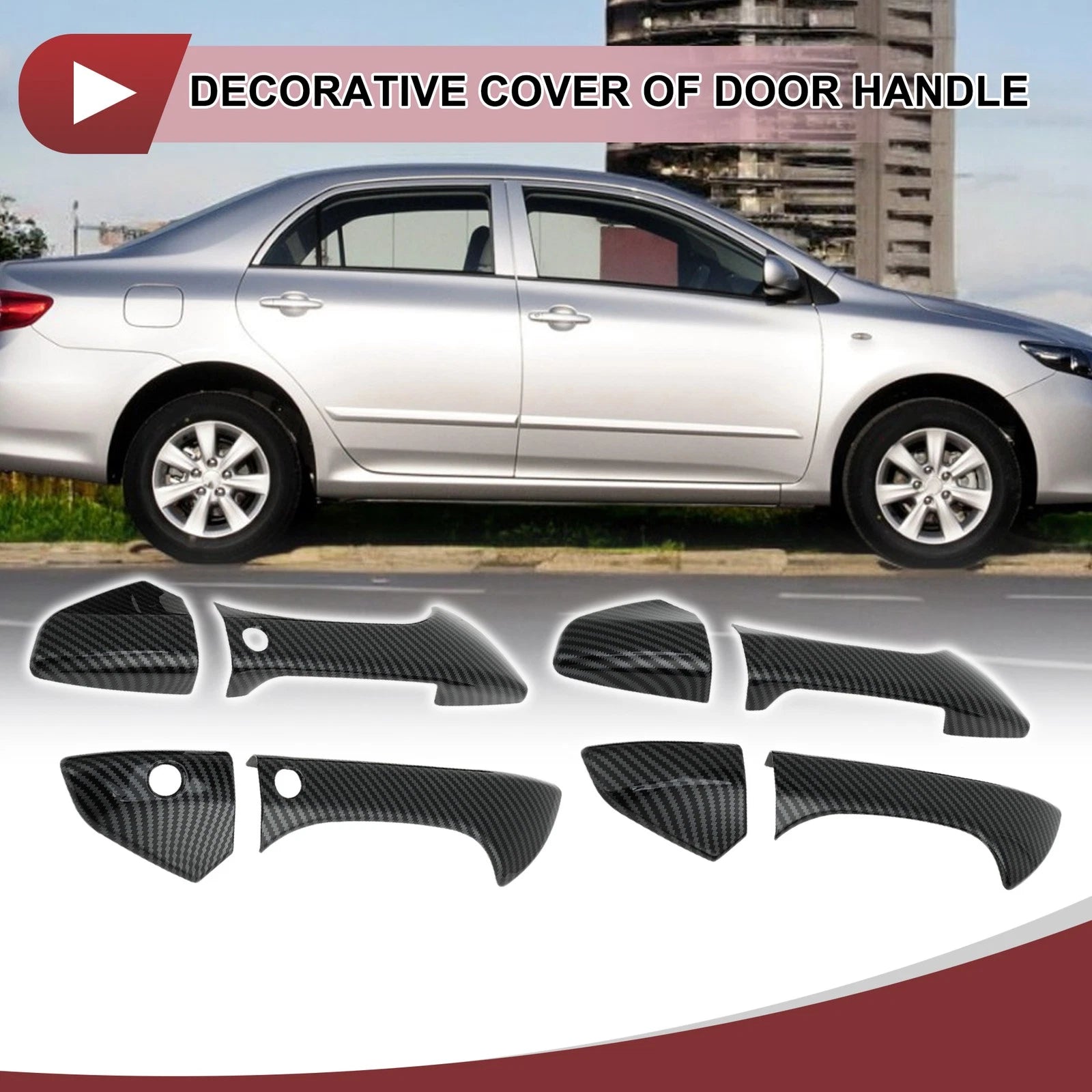 Set of 4 Car Door Handle Covers for Honda Accord (2008–2012) Black ABS
