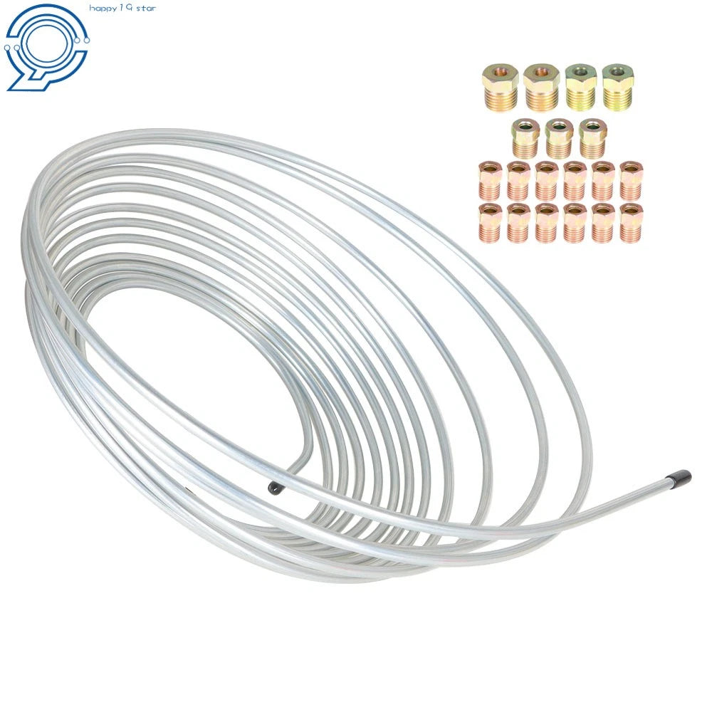 25Ft 3/16 Inch Brake Line Kit for Universal Vehicles (Zinc Coated)