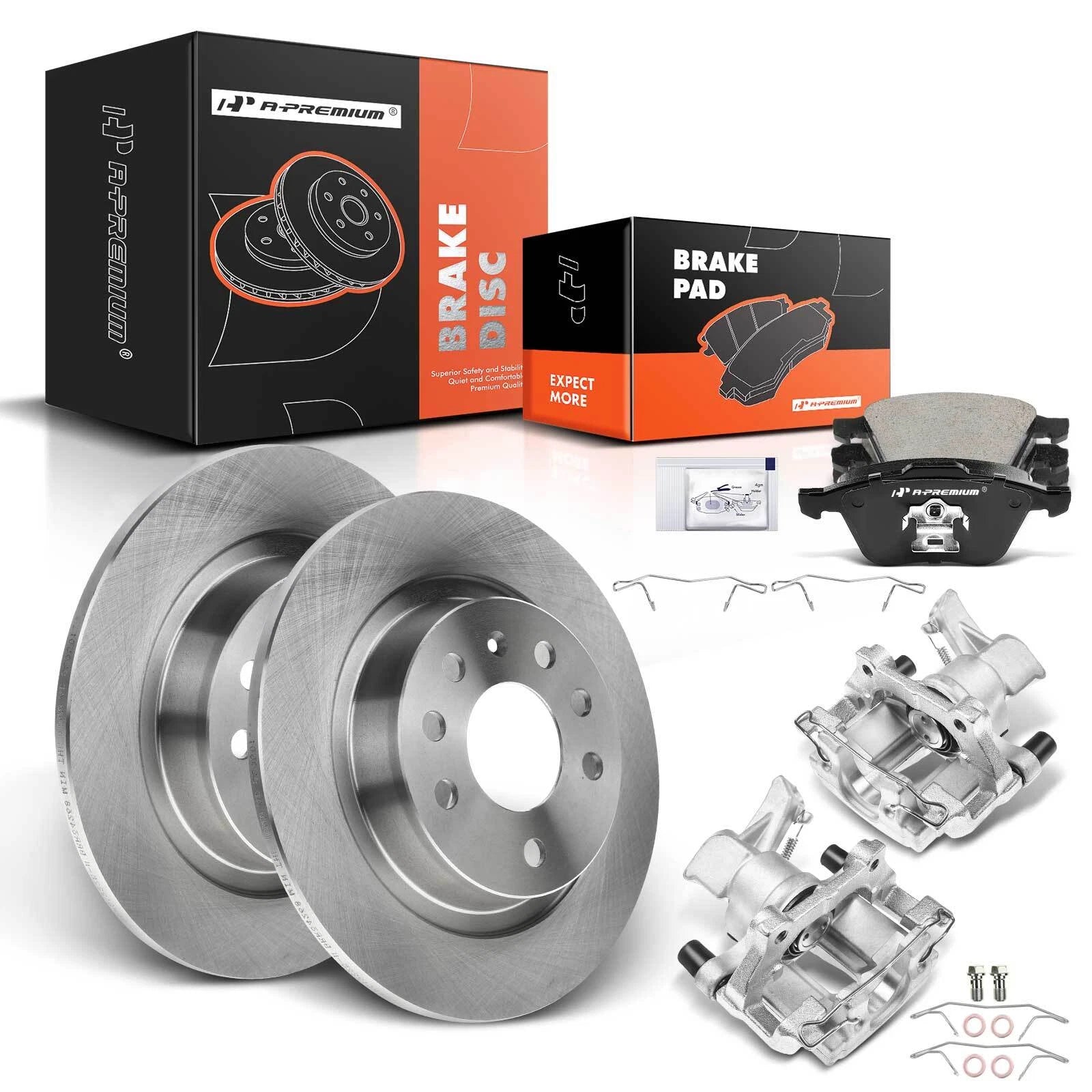 Set of 8 Rear Disc Brake Rotors, Pads & Calipers for Saab 9-3 (2003–2012)