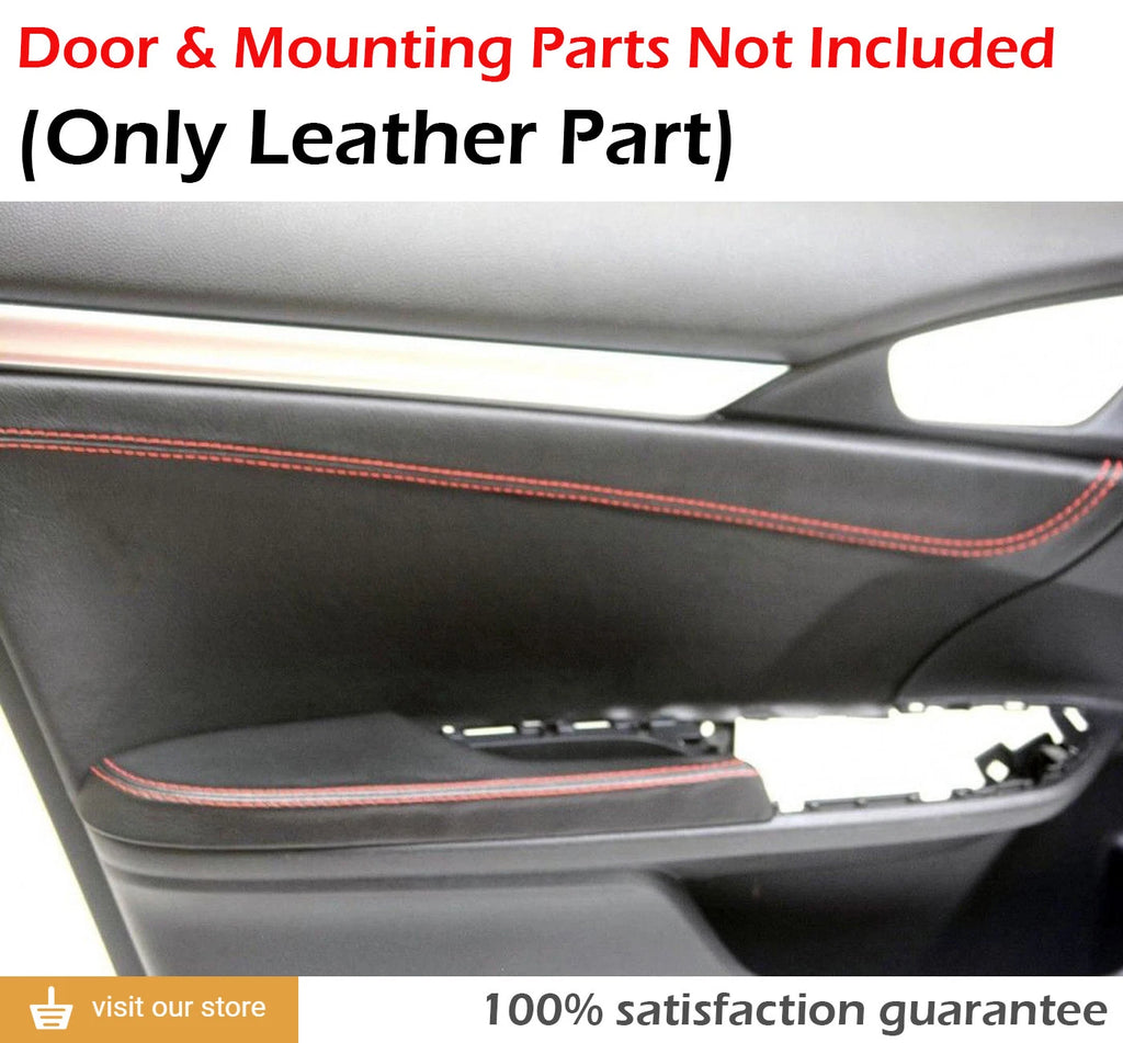 Front Insert Door Leather Cover for Honda Civic (2016–2019) Red Stitch