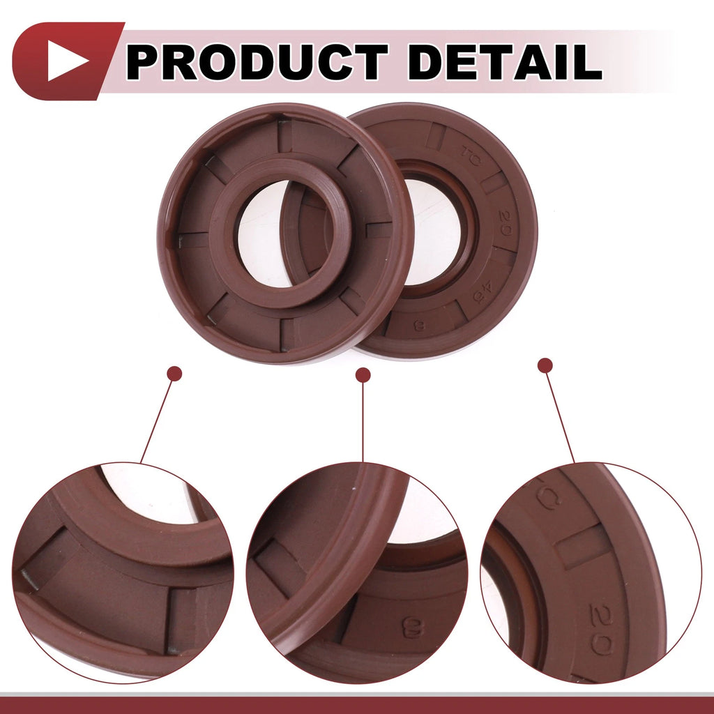 Set of 2 Oil Seal Rotary Shaft Seal FKM Rubber 20x45x8mm