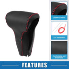 Gear Shift Head Knob Cover for Honda CR-V (2017) Faux Leather Black Red Stitches