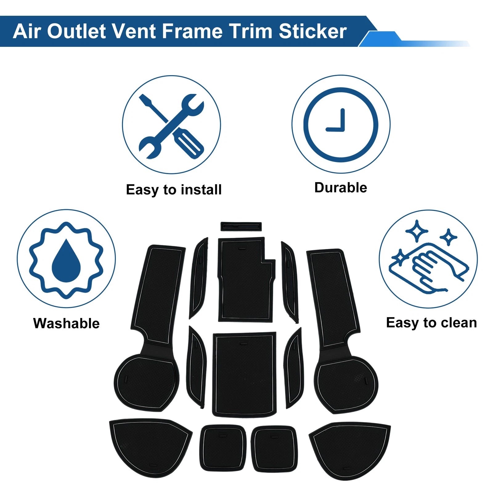 13 Pcs Non-Slip Mat for Suzuki S-Cross III Hybrid SUV (2022–2025) PVC Black