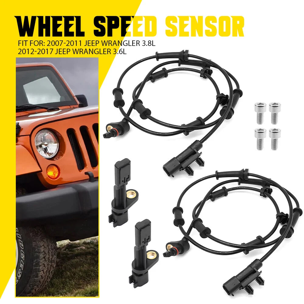 Set of 4 ABS Wheel Speed Sensors for Jeep Wrangler (2007–2017)
