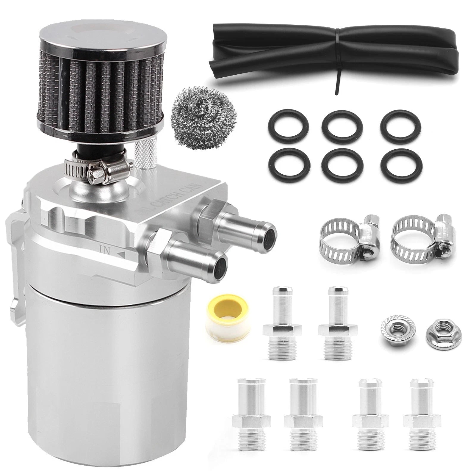 Aluminum Oil Catch Can Kit with Breather Filter for Universal Applications