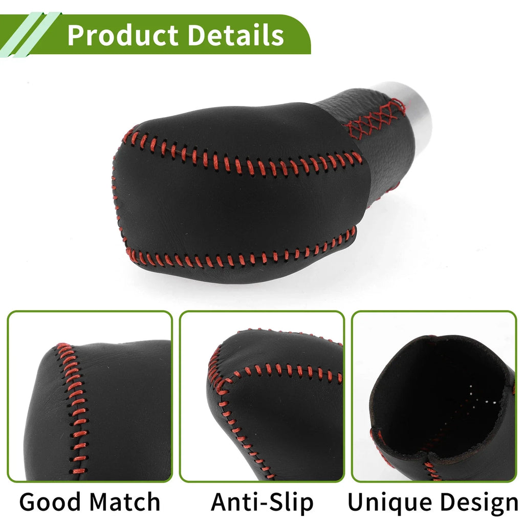 Car Gear Shift Knob Cover for Lexus RX350 2023-2024 Black Red Faux Leather