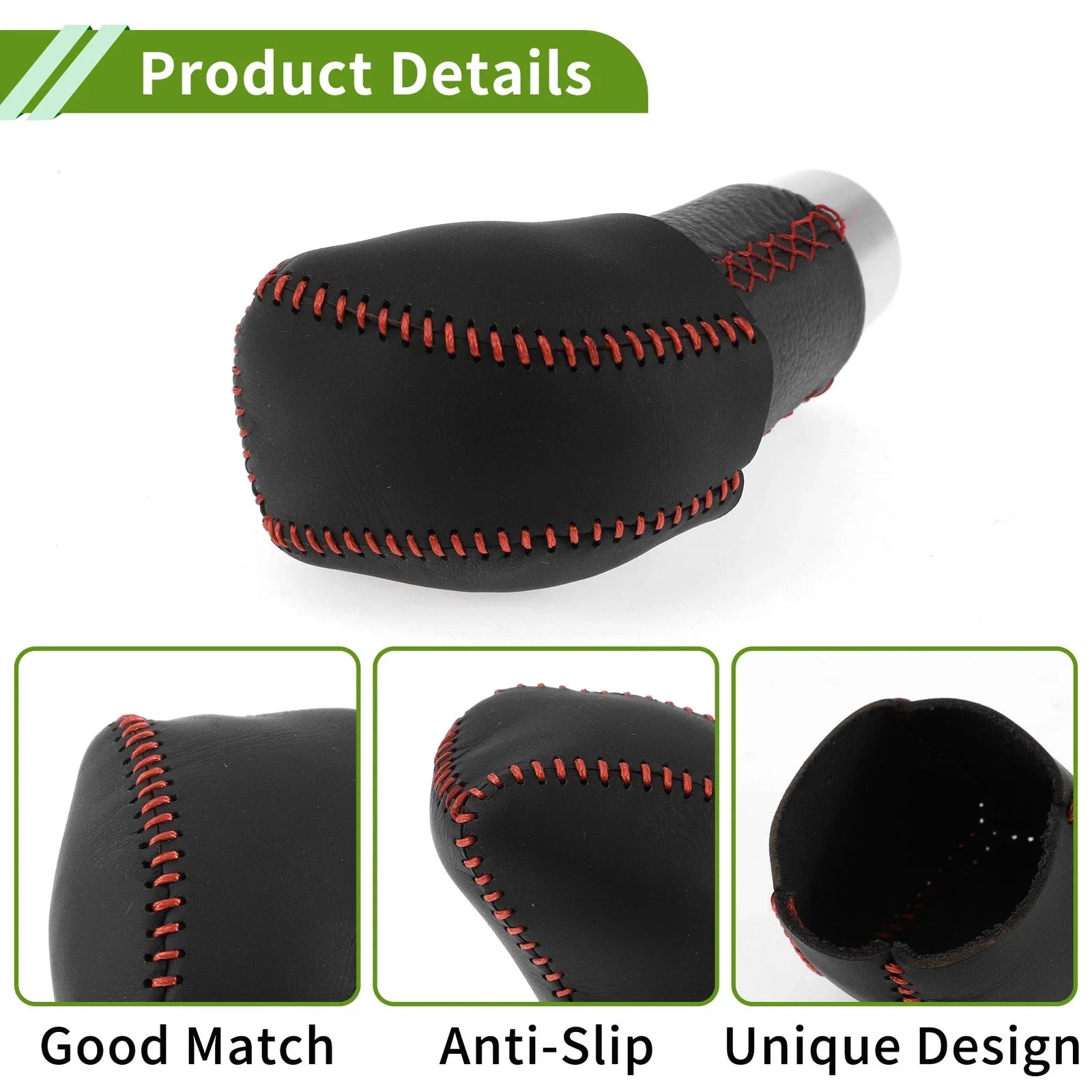 Car Gear Shift Knob Cover for Lexus RX350 2023-2024 Black Red Faux Leather