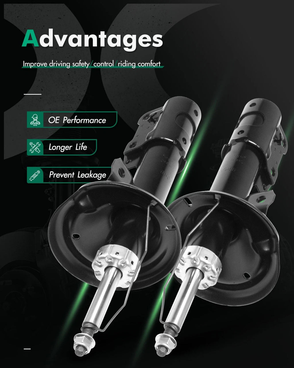 Front Set of 2 Shocks Struts Absorber 72204 for Saturn Ion (2003–2005)