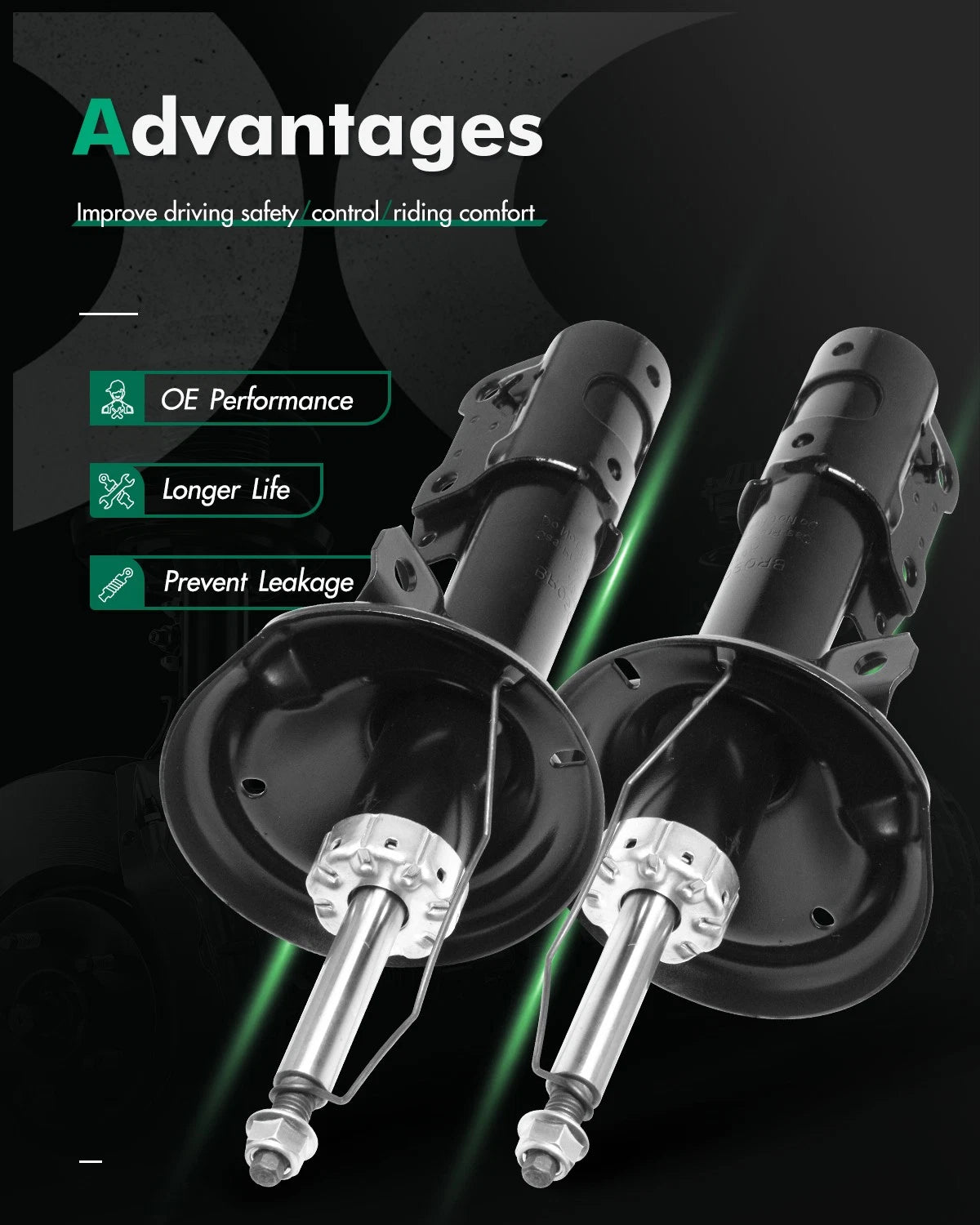 Front Set of 2 Shocks Struts Absorber 72204 for Saturn Ion (2003–2005)