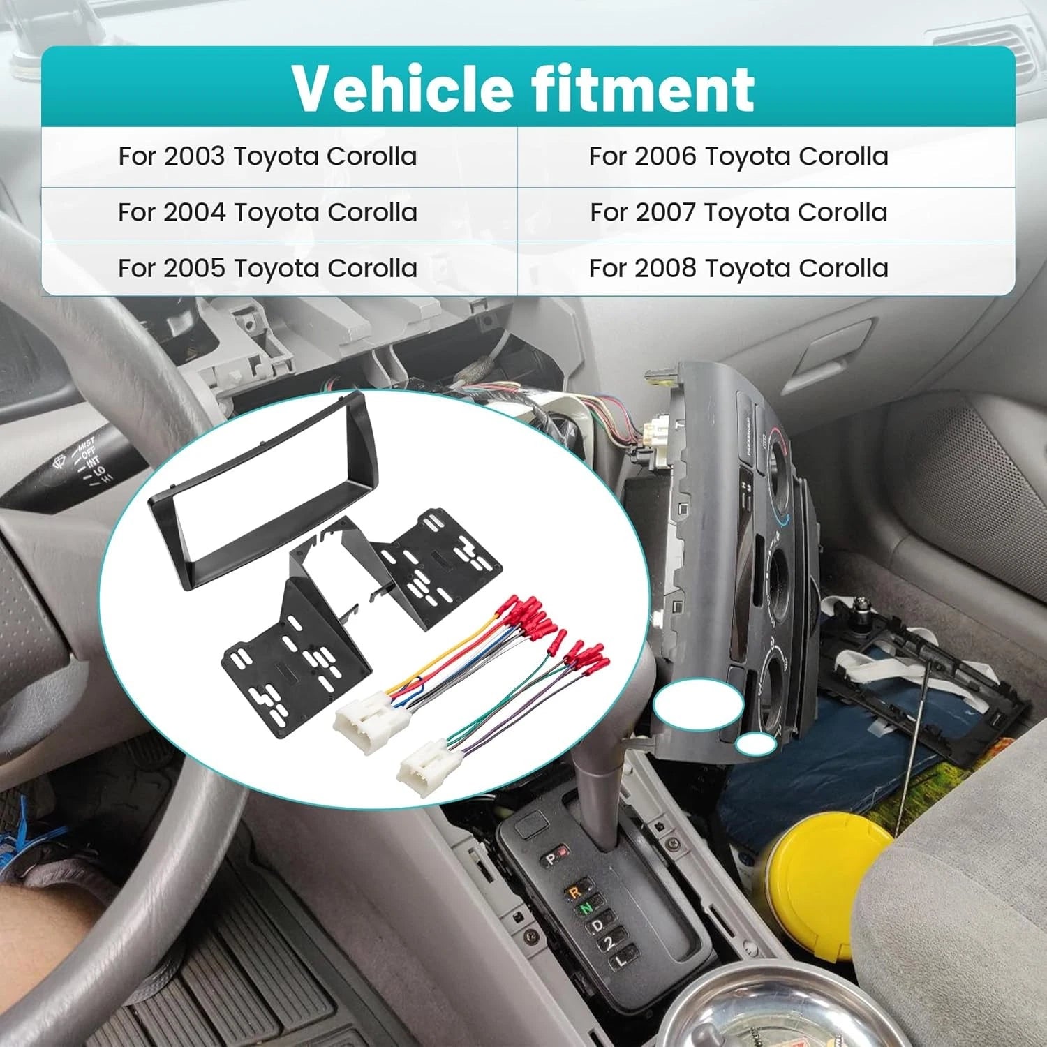 Radio Install Audio Panel Frame Wire Kit for Toyota Corolla (2003–2008)