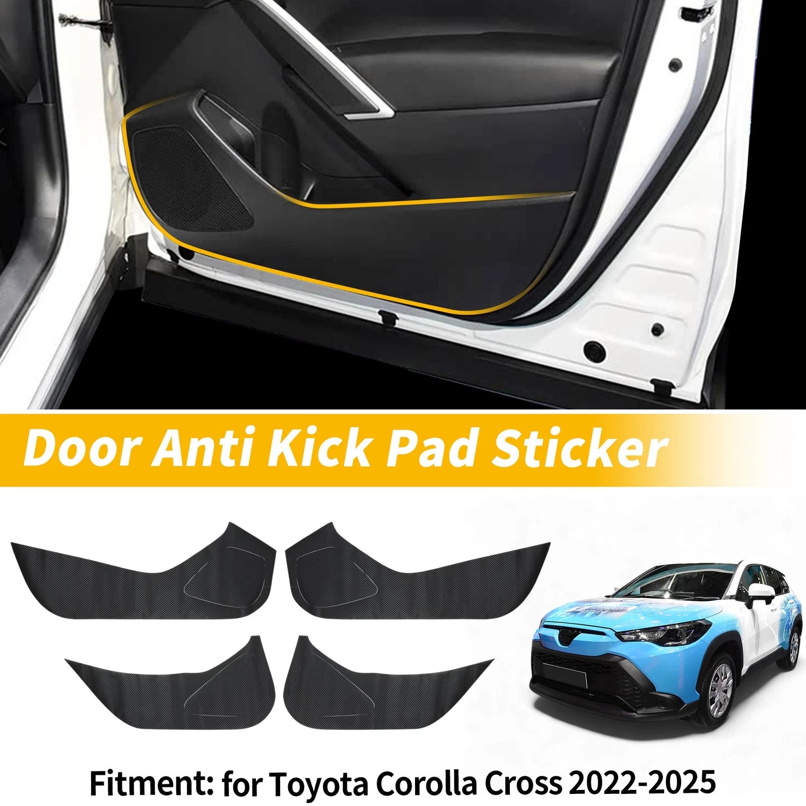Car Door Anti Kick Pad Sticker Scratch Protector for Toyota Corolla Cross (2022–2025)