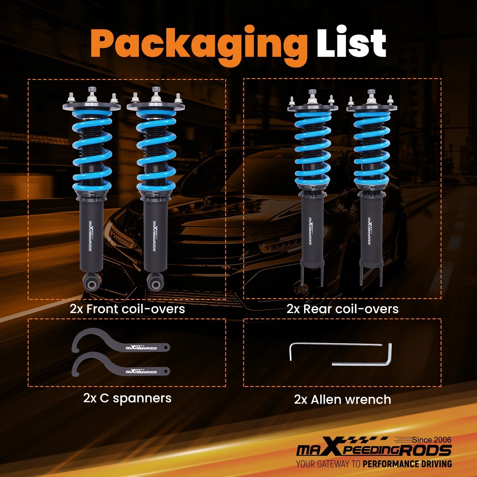 24 Way Adjustable Coilover Kit for Lexus GS300 (1993-1997)