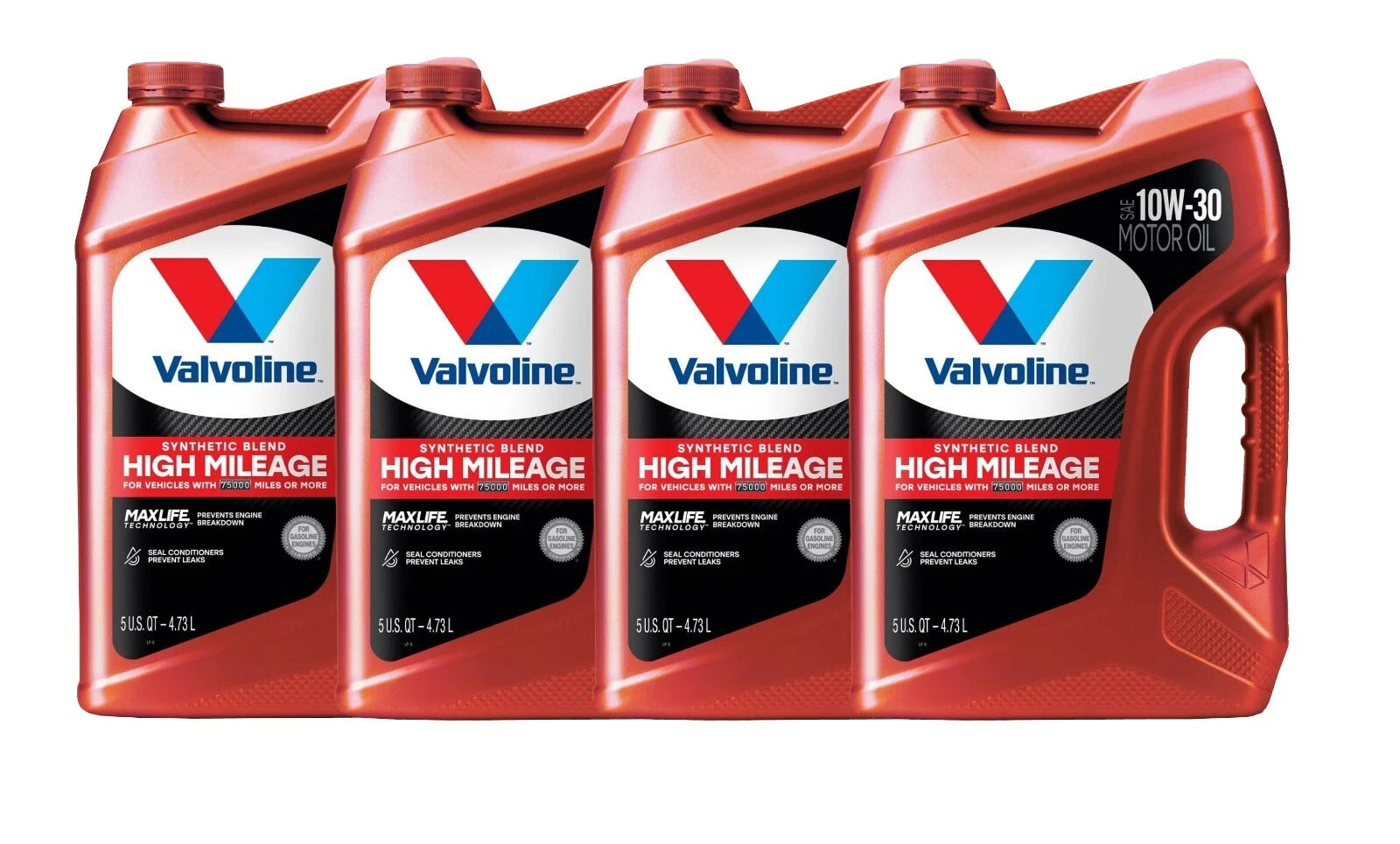Set of 4 Quarts MaxLife SAE 10W-30 Synthetic Blend Motor Oil (20 Quarts)