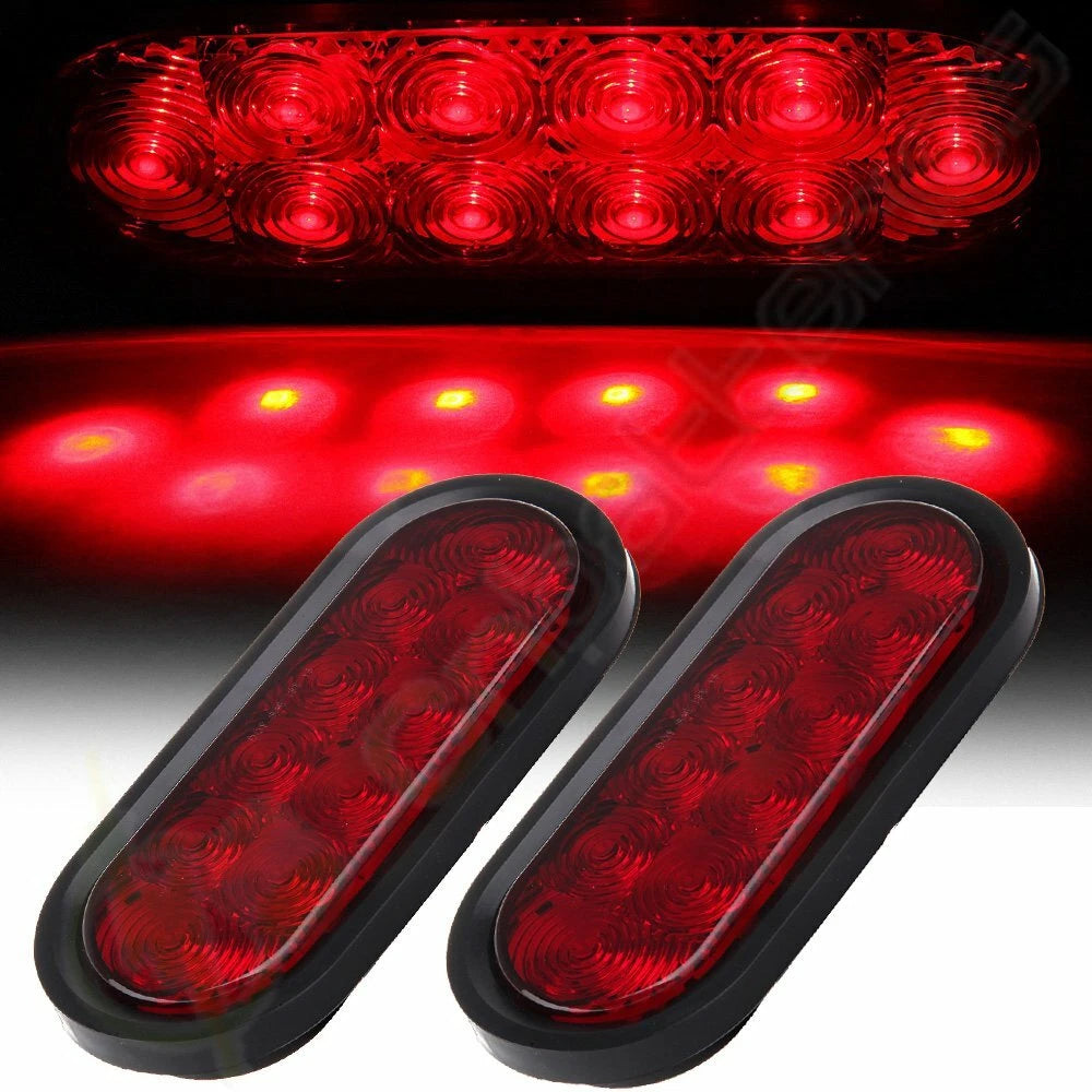 2X 6" 10LED Oval Reverse Back Up Turn Signal Tail Light for Trailer Truck