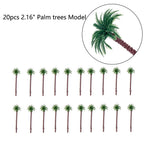 20pcs Coconut Palm Trees for Train Railroad Diorama Decor