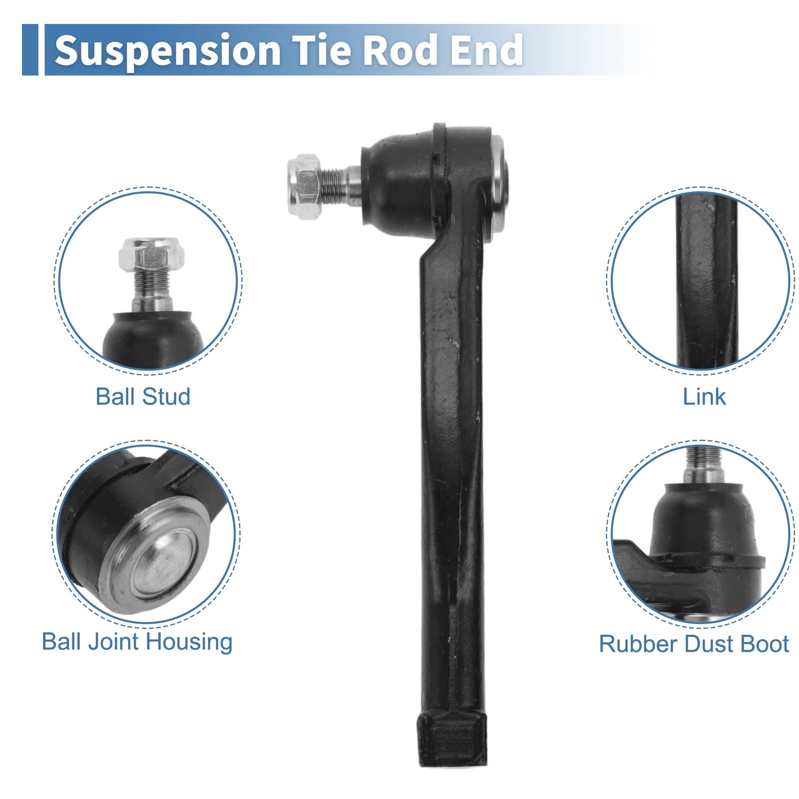 Set of 4 Front Inner Outer Tie Rod End Links for Suzuki Swift+ (2004–2009)