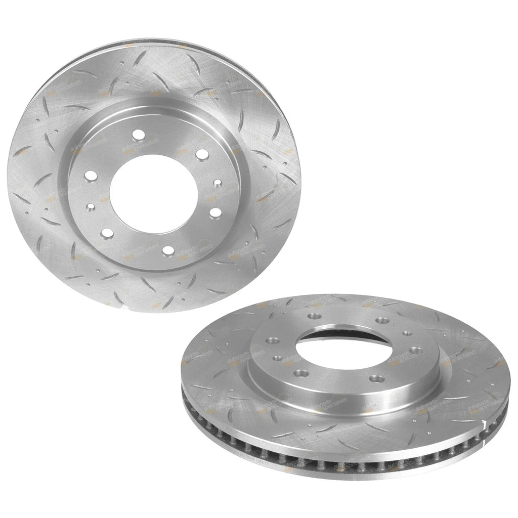 Front Slotted Dimpled 320mm Disc Brake Rotors + Pads for Triton MR (2018-2020)