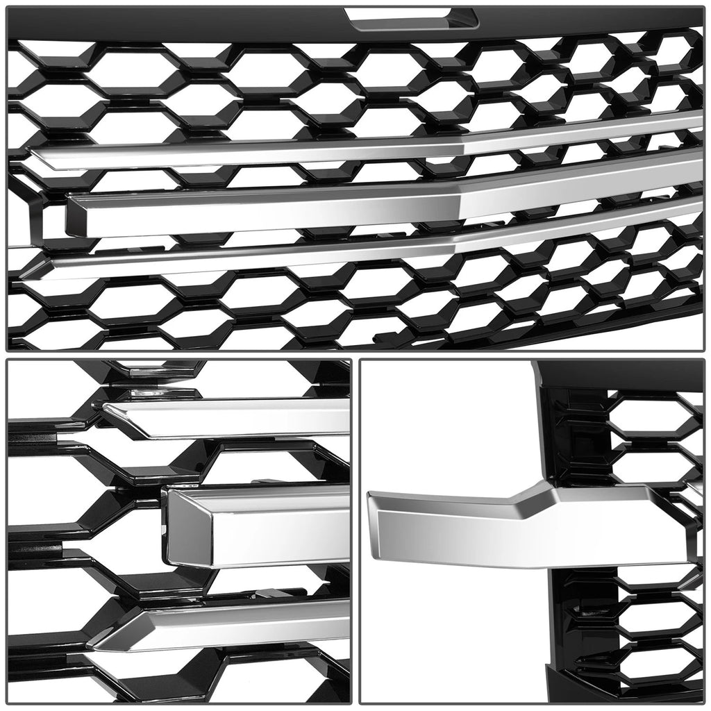 Chrome Black Honeycomb Mesh Front Grille for Chevy Silverado 1500 (2019–2022)