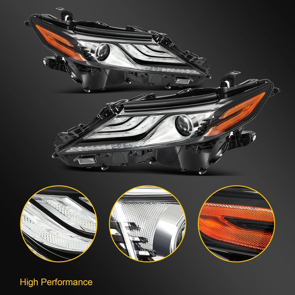 Pair Full LED DRL Projector Headlights for Toyota Camry (2018–2024)