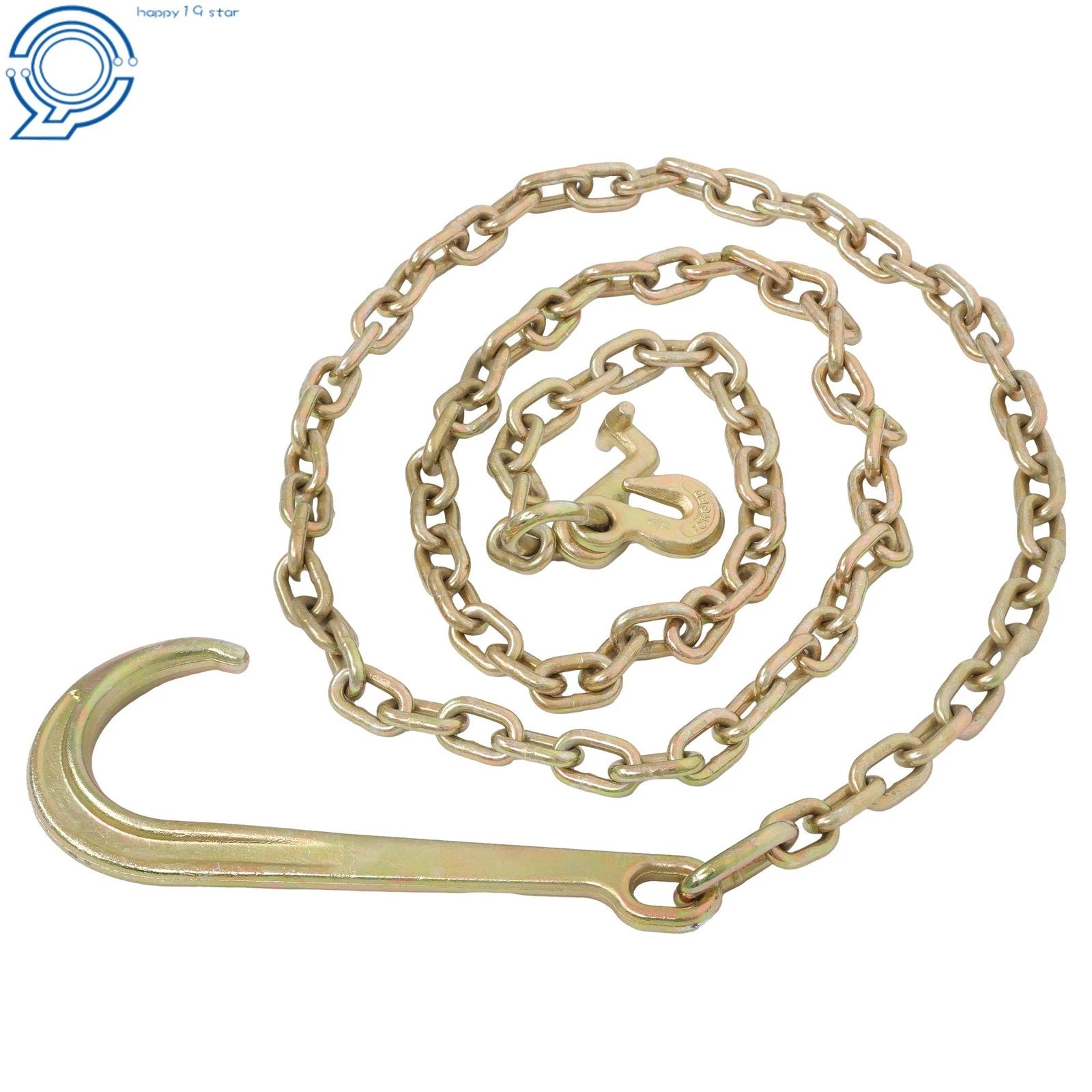 Tow Chain for Recovery Wrecker (10 FT, 5/16" Mini J Hook)