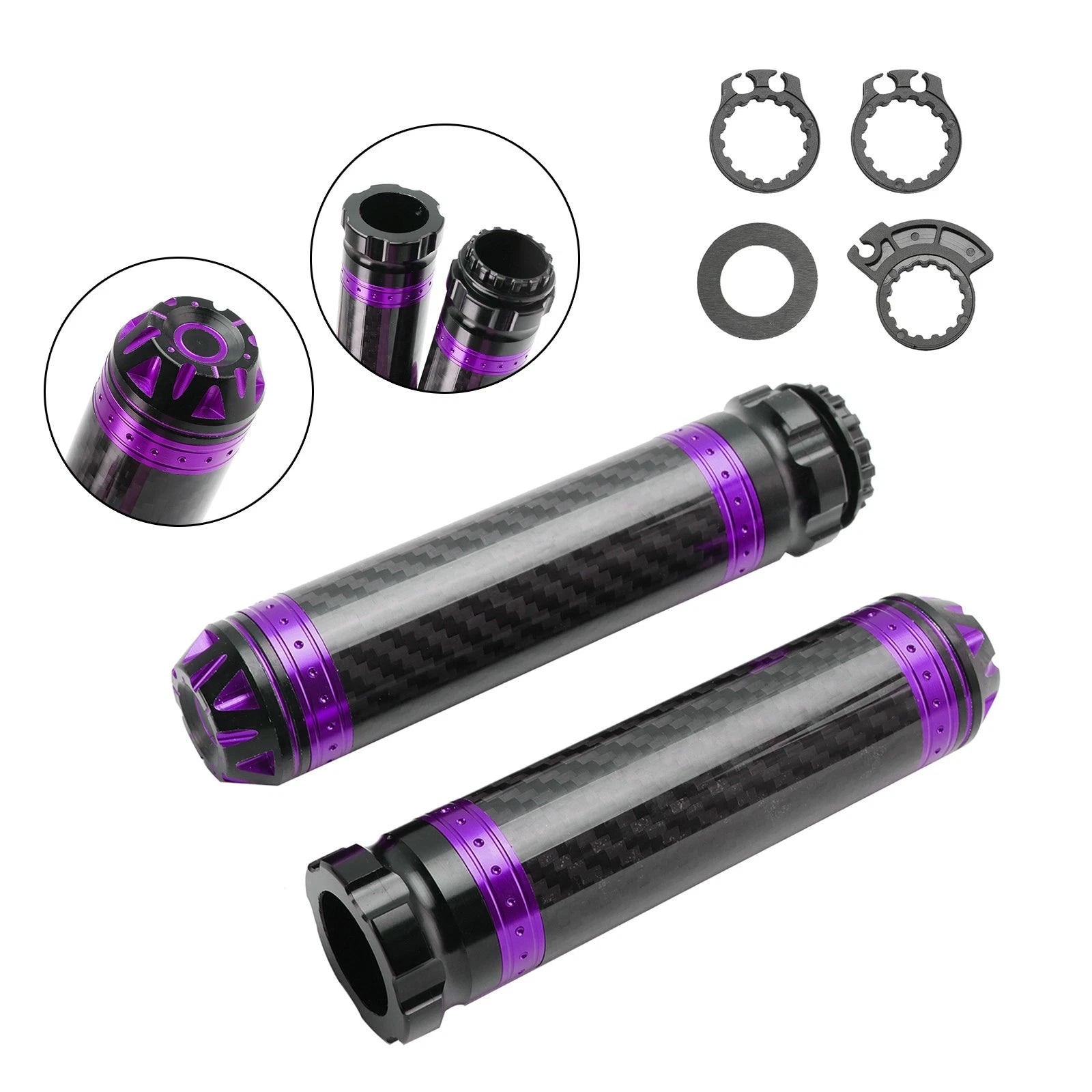 7/8" Motorcycle Handle Bar Grips for Universal Fit (Purple)
