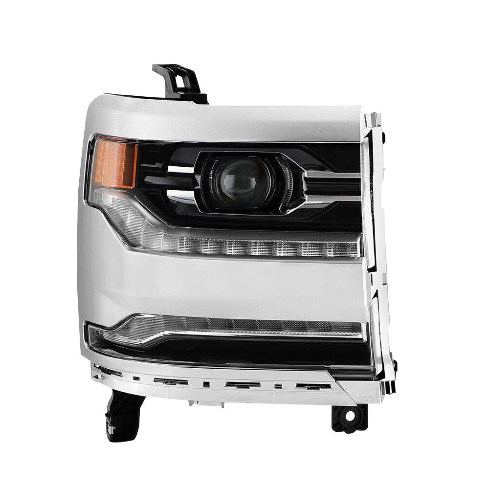 Full LED Headlights for Chevy Silverado 1500 (2016–2018) Chrome Bezel Left+Right