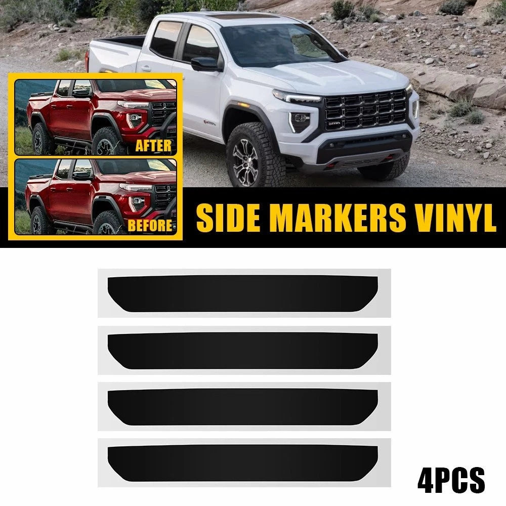 Set of 4 Black Vinyl Decals for GMC Canyon (2023–2025) Side Marker Light Tint