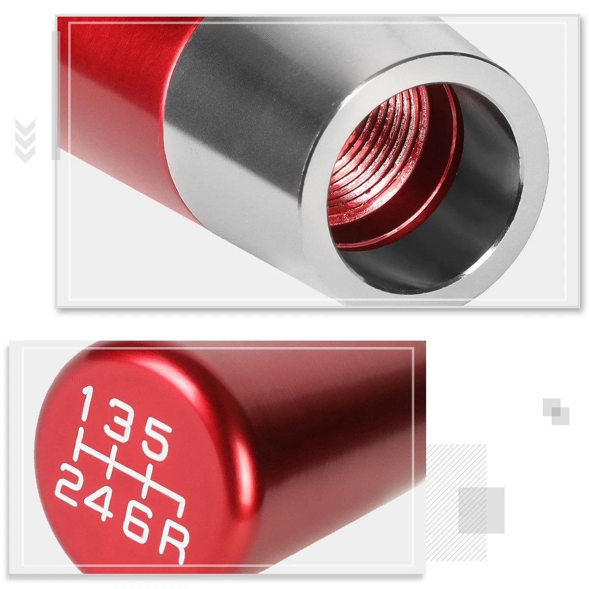 6-Speed Manual Shift Knob Kit for J2 (Red, Aluminum)