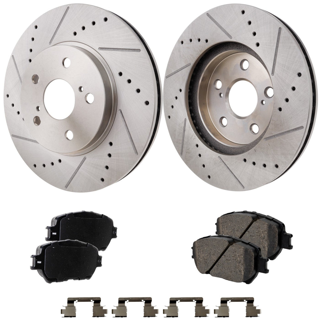 Brake Disc and Pad Kit for Toyota Camry (2002–2005) Cross-drilled