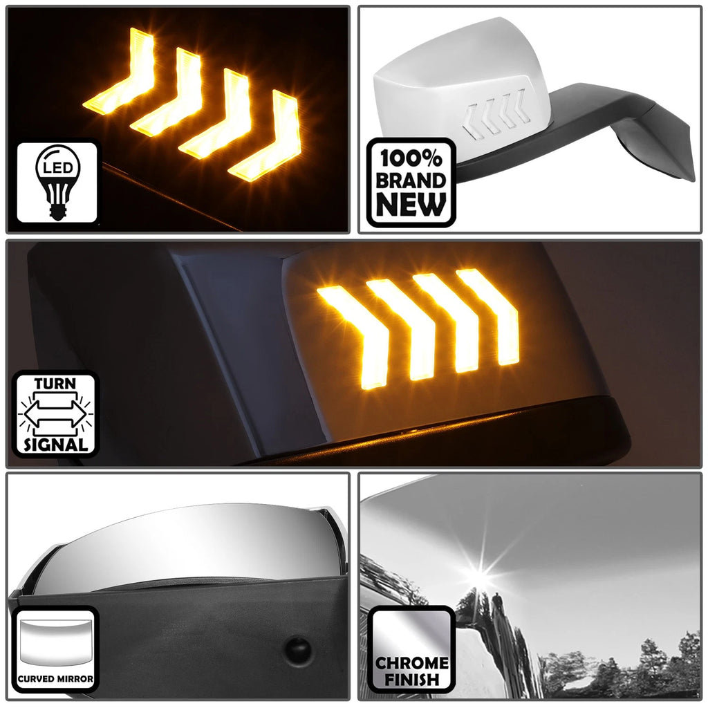 Arrow Sequential LED Signal Hood Mirror Chrome for Volvo VNL 300 400 860 (2018–2021)