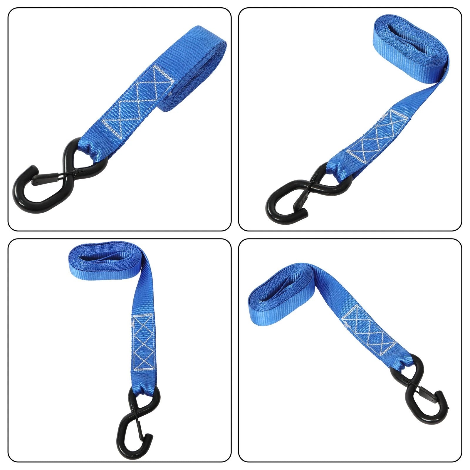 Set of 4 Steel Ratchet Straps with S Hooks (Fracture Strength 5208lbs)