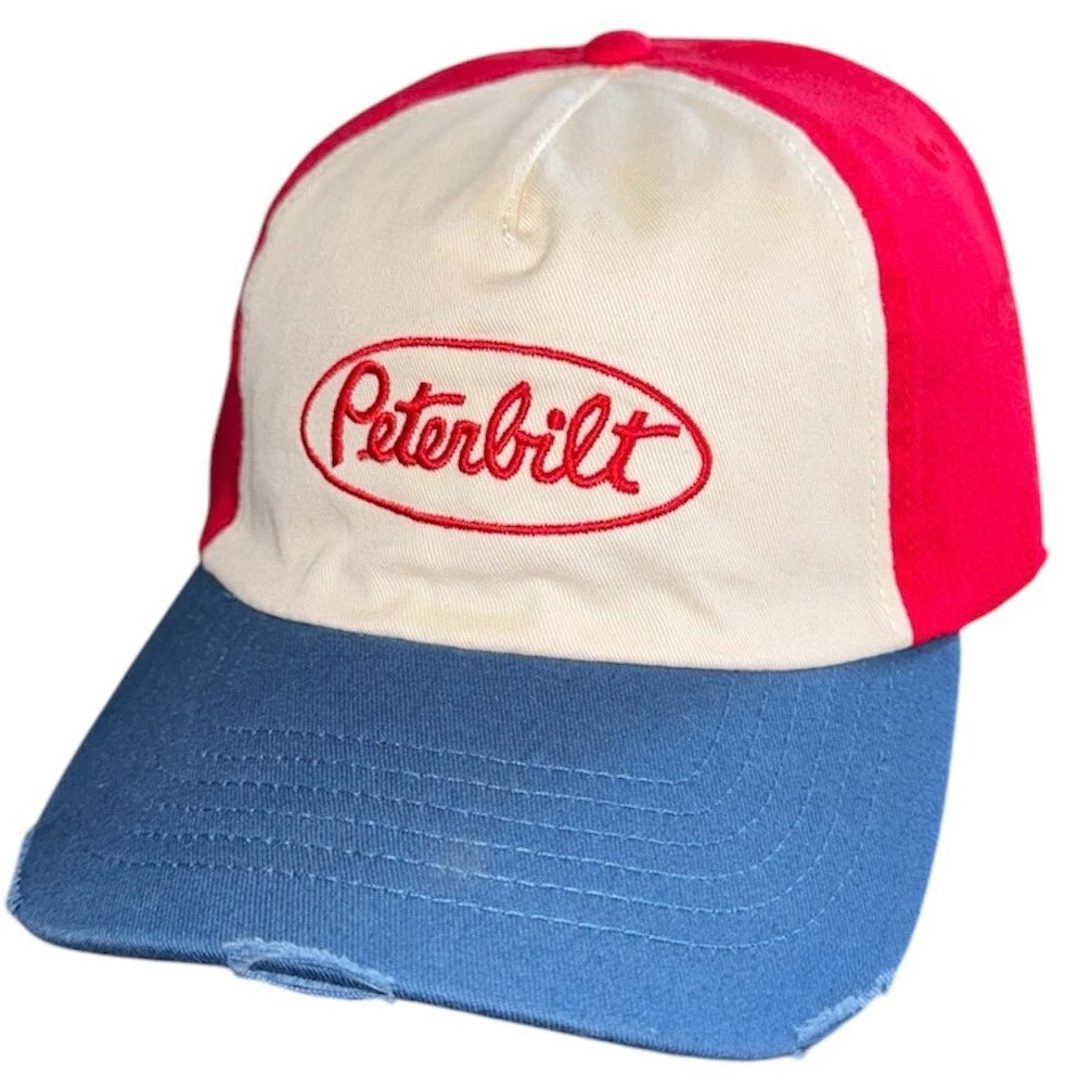 Peterbilt Trucks Fitted Logo Hat Cap Red White Blue