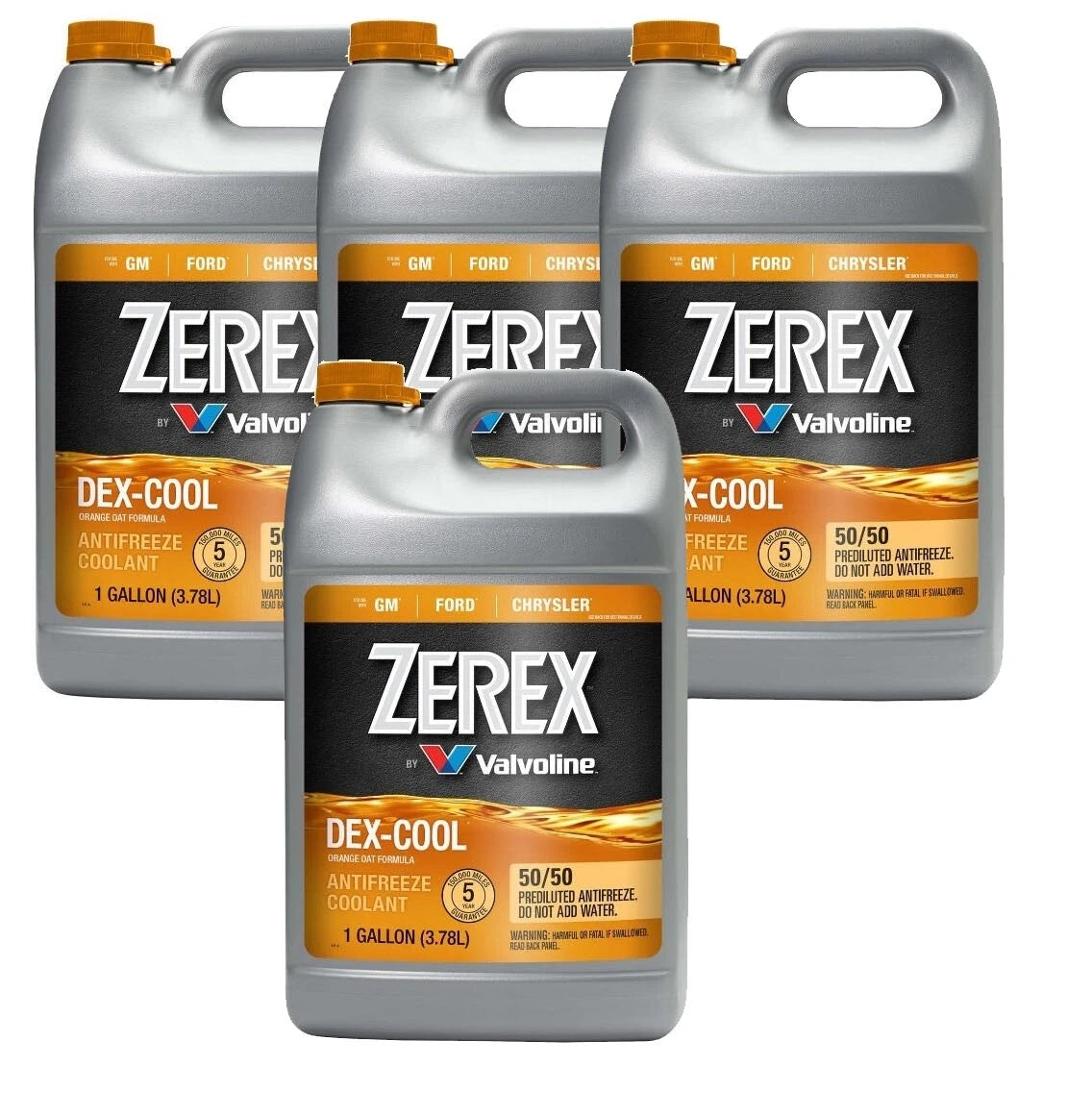 4X 1 Gallon Zerex Orange Dex Cool 50/50 Antifreeze for Automotive