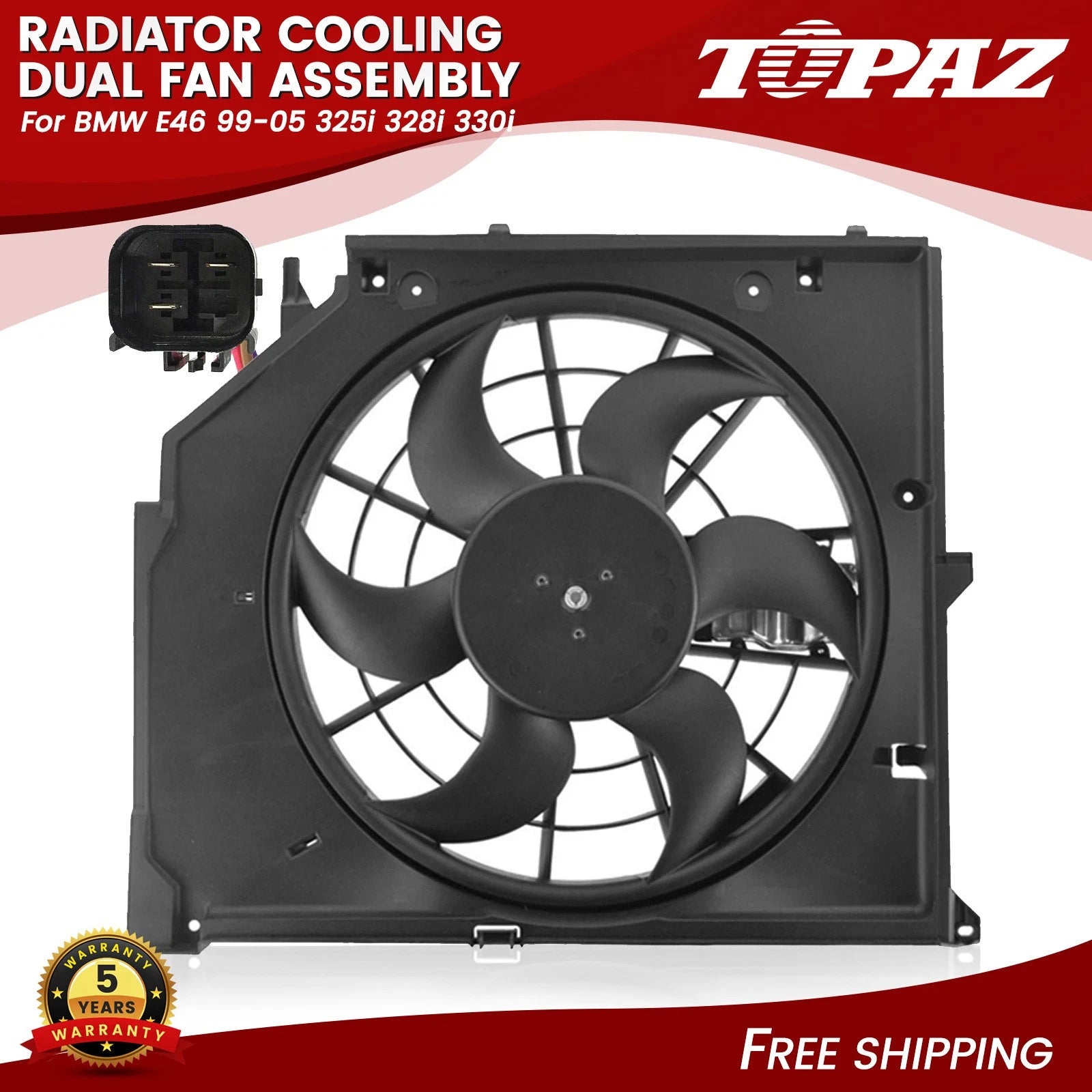 Radiator Cooling Fan Assembly for BMW E46 325i 328i 330i (1999–2005)