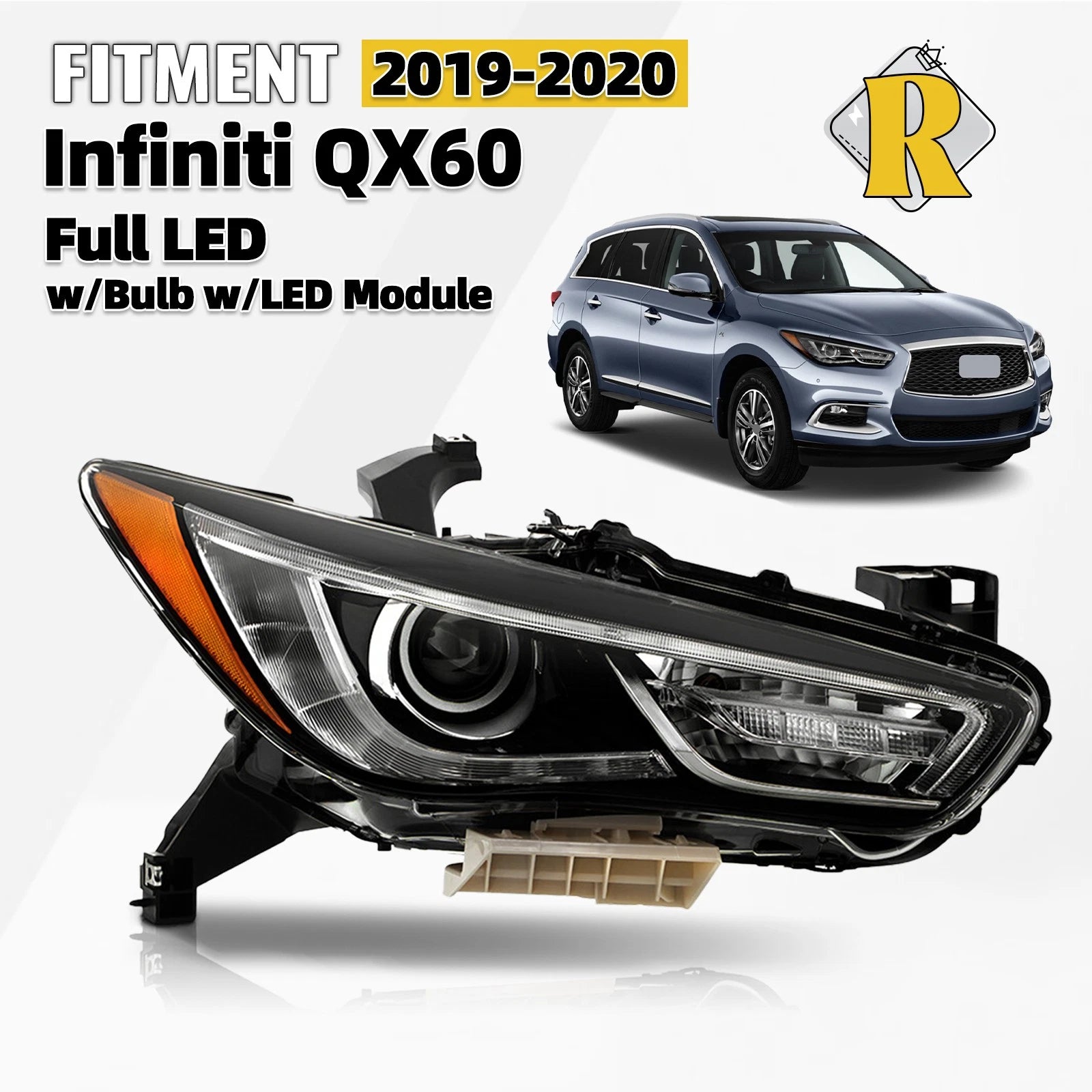 Full LED Headlight for Infiniti QX60 (2019–2020) w/Module w/o Motor
